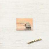 Oude koopvaardijschip op de oceaan - 3D rendering Post-it® Notes (Op bureau)
