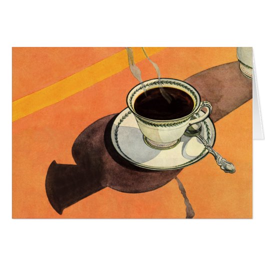 Oude kop koffie, schotel, lepel, retro diner (Voorkant Horizontaal)