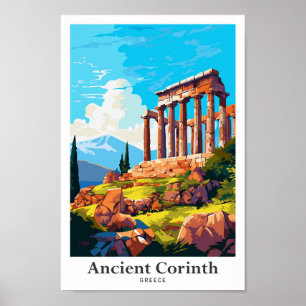 Oude Korinthe Griekenland Reizen Illustratie Poster