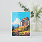 Oude Korinthe Griekenland vintage reisillustratie Briefkaart (Staand voorkant)