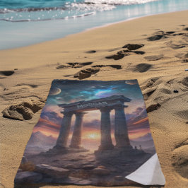 Oude Kosmische Tempel - Fantasy Galaxy Ruïnes Strandlaken