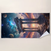 Oude Kosmische Tempel - Fantasy Galaxy Ruïnes Strandlaken (Voorkant)