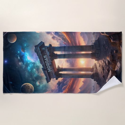 Oude Kosmische Tempel - Fantasy Galaxy Ruïnes Strandlaken (Voorkant)