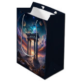 Oude Kosmische Tempel - Fantasy Galaxy Ruins Sport Medium Cadeauzakje (Voorkant Gekanteld)