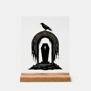 Oude Kraai Begraafplaats Graf Silhouet Shirt Ontwe Acryl Bord