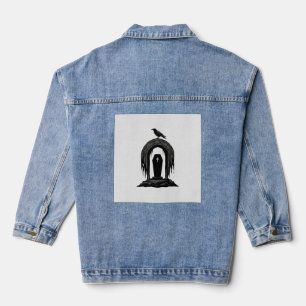 Oude Kraai Begraafplaats Graf Silhouet Shirt Ontwe Denim Jacket