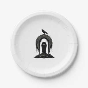 Oude Kraai Begraafplaats Graf Silhouet Shirt Ontwe Papieren Bordje