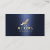Oude Kraai Gouden Vogel Logo Modern Marineblauw Visitekaartje (Voorkant)