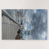 Oude kraan aan de kade legpuzzel (Horizontaal)