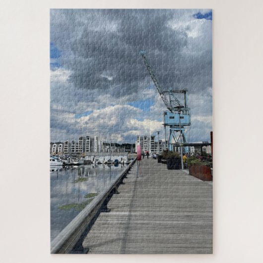 Oude kraan aan de kade legpuzzel (Verticaal)