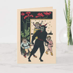 Oude Krampus Kerstkaart Feestdagen Kaart