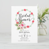 Oude krans bloemrijke waterverf bruidsdouche kaart (Staand voorkant)