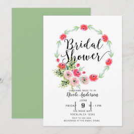 Oude krans bloemrijke waterverf bruidsdouche kaart