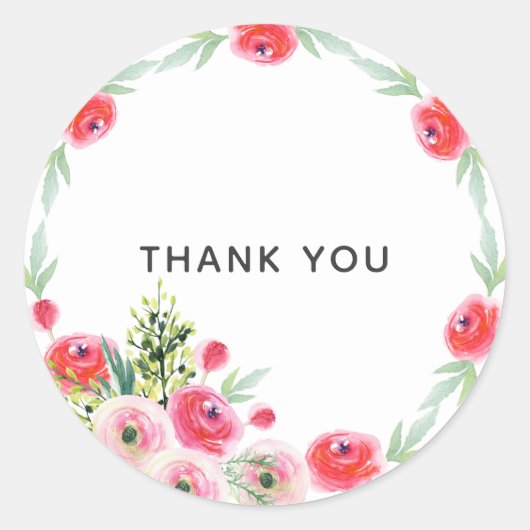 Oude krans bloemrijke waterverf bruidsdouche ronde sticker (Voorkant)