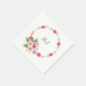 Oude krans bloemrijke waterverf bruidsdouche servetten (Hoek)