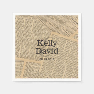  oude krant achtergrond bruiloft servetten