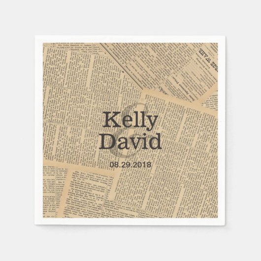  oude krant achtergrond bruiloft servetten (Voorkant)