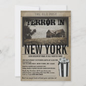 Oude krant achtervolgt schuur Halloween-feest Kaart (Voorkant)