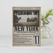 Oude krant achtervolgt schuur Halloween-feest Kaart (Staand voorkant)