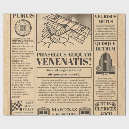 oude krant cadeaupapier (Vlak)