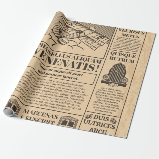 oude krant cadeaupapier (Uitgerold)