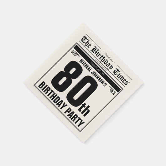  oude krant Custom 80th Verjaardagsfeest Servet (Hoek)