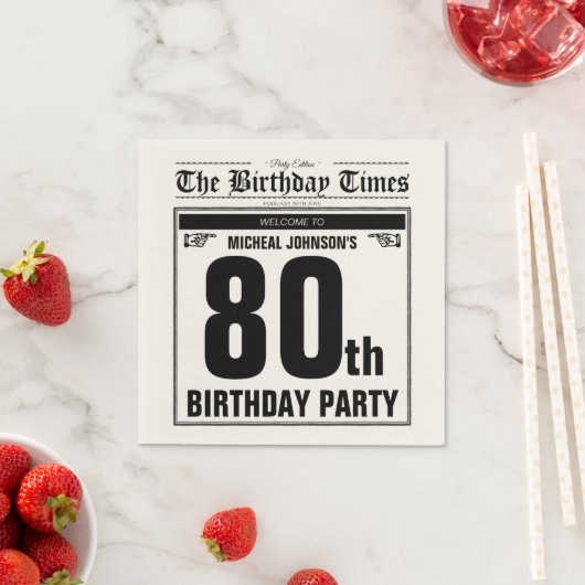  oude krant Custom 80th Verjaardagsfeest Servet (Insitu)