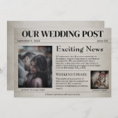 Oude Krant Huwelijk Opslagkaart Sla de Datum Op Kaart (Voorkant / Achterkant)