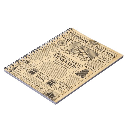 Oude krant . Krantenpapier met tekst a herstellen Notitieboek (Linkerzijde)