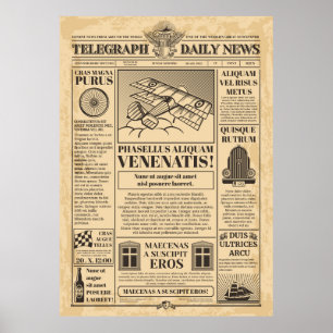 Oude krant . Krantenpapier met tekst a herstellen Poster