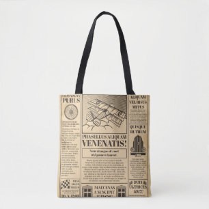 Oude krant . Krantenpapier met tekst a herstellen Tote Bag
