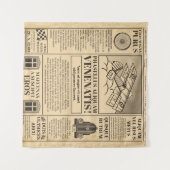 Oude krant . Krantenpapier met tekst a herstellen Wandkleed (Voorkant (horizontaal))