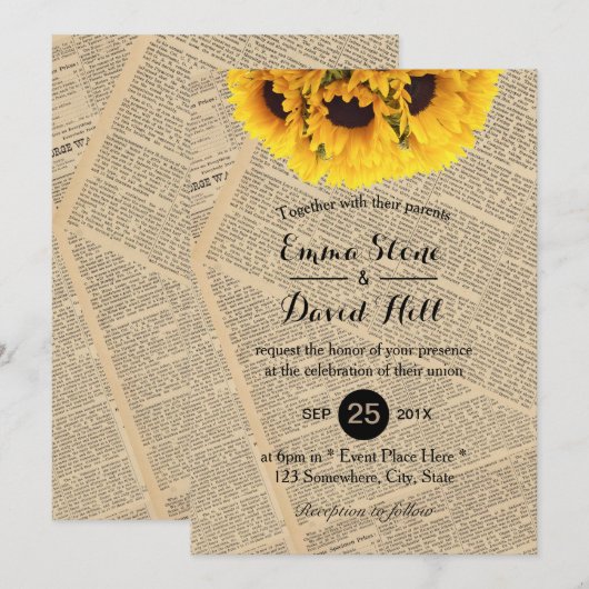  Oude Krant Land Zonnebloem Weddenschap Kaart (Voorkant / Achterkant)