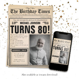 Oude krant Leuk Aangepaste foto 80ste verjaardagsf Kaart