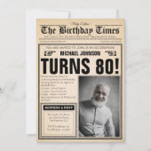 Oude krant Leuk Aangepaste foto 80ste verjaardagsf Kaart (Voorkant)