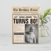 Oude krant Leuk Aangepaste foto 80ste verjaardagsf Kaart (Staand voorkant)