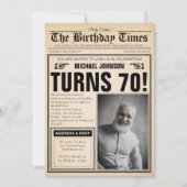 Oude krant Leuke Foto Aangepaste 70ste Verjaardags Kaart (Voorkant)