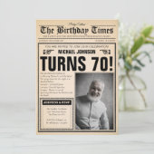 Oude krant Leuke Foto Aangepaste 70ste Verjaardags Kaart (Staand voorkant)