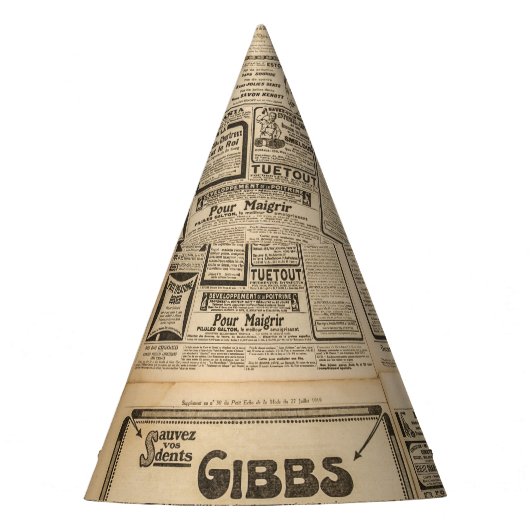 Oude krant: papieren achtergrond. feesthoedjes (Voorkant)