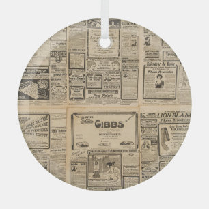 Oude krant: papieren achtergrond. glas ornament