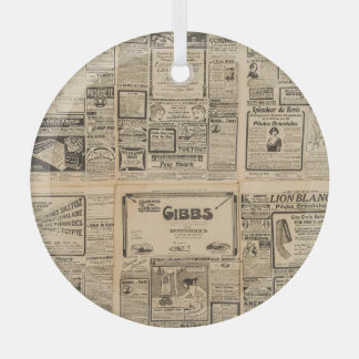 Oude krant: papieren achtergrond. glas ornament