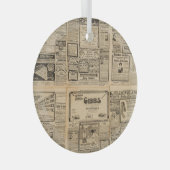 Oude krant: papieren achtergrond. glas ornament (Voorkant Rechts)