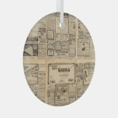 Oude krant:  papieren achtergrond. glas ornament (Voorkant Rechts)