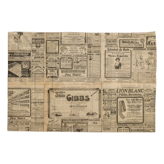 Oude krant:  papieren achtergrond. kussensloop (Achterkant)