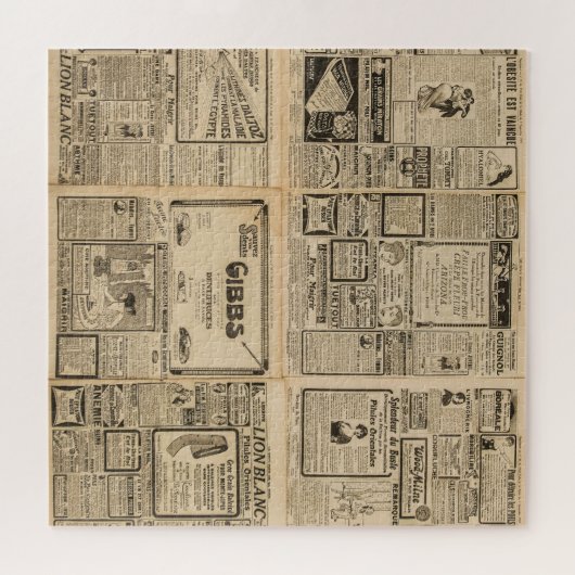 Oude krant: papieren achtergrond. legpuzzel (Horizontaal)