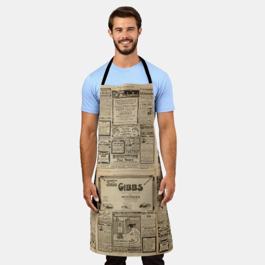 Oude krant:  papieren achtergrond. schort (Gedragen)