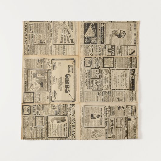 Oude krant: papieren achtergrond. wandkleed (Voorkant (horizontaal))
