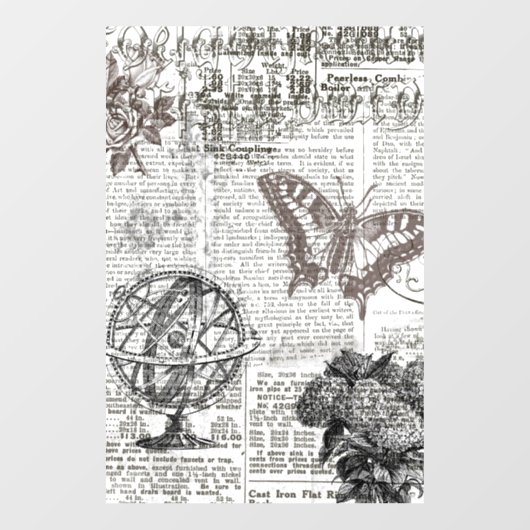 Oude krant raamsticker (Vel)