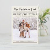 Oude krant stijl kerst Wenskaart Feestdagenkaart (Staand voorkant)