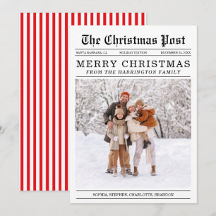 Oude krant stijl kerst Wenskaart Feestdagenkaart